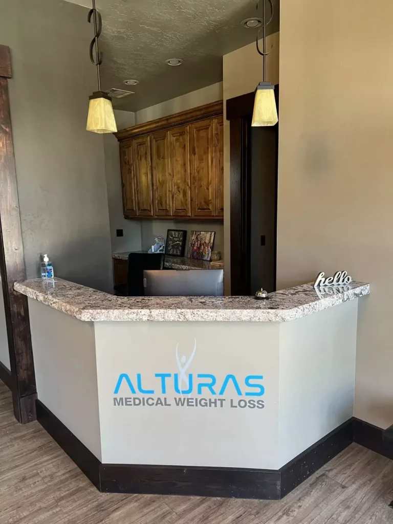 Reception desk at Alturas Medical Weight Loss in Meridian, ID, where Boise and Treasure Valley patients check in for weight loss injection appointments