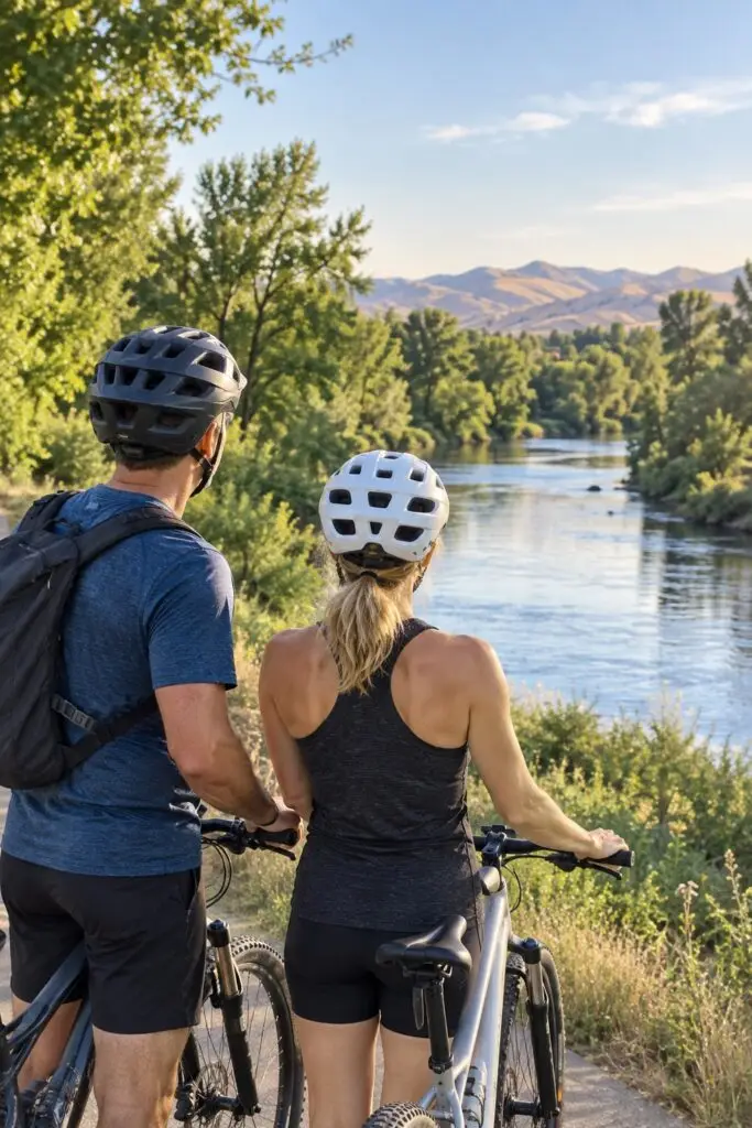 A Boise couple after taking TB-500 at Alturas Medical Weight Loss riding bikes on the Boise green belt. TB-500 was taken in Meridian, ID at Alturas' clinic.